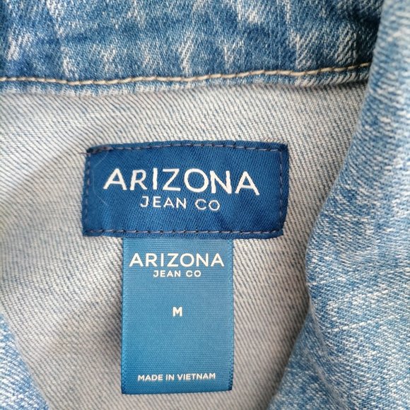 Arizona Jean Co Womens Blue Long Sleeve Collared Button-Up Denim Jacket Size M - Picture 6 of 6